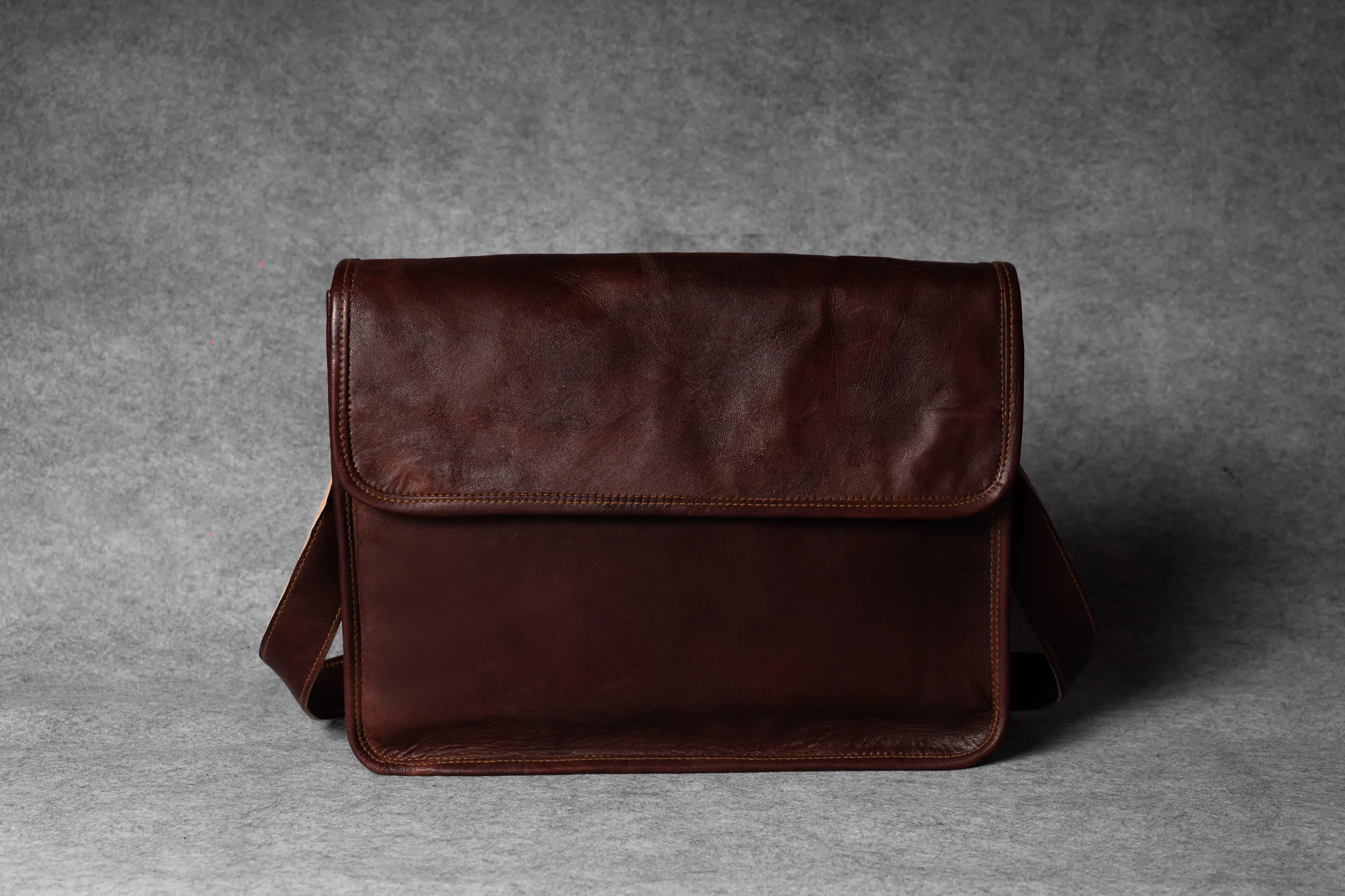 Urbane Leather Messenger Bag- Half Flap