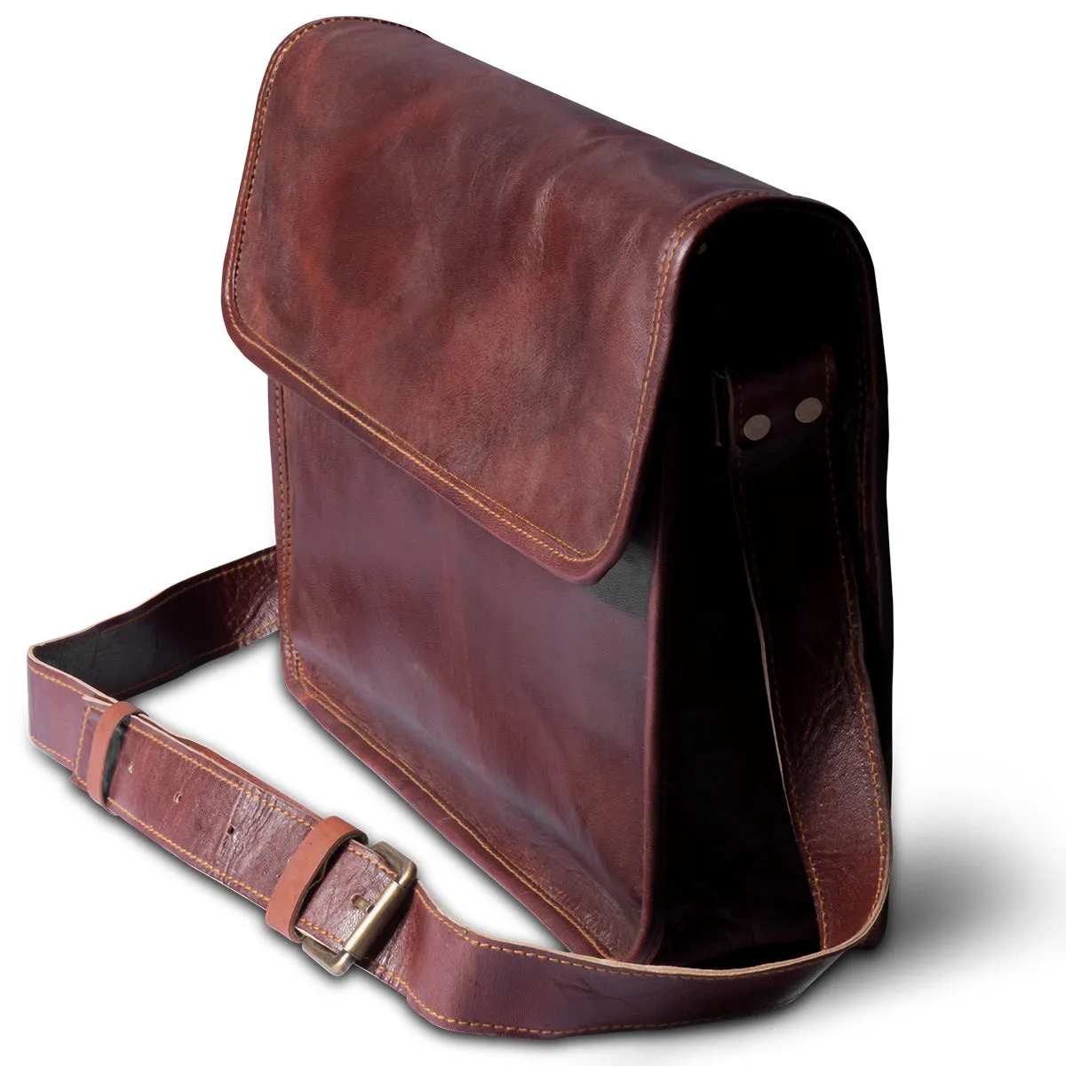 Urbane Leather Messenger Bag- Half Flap