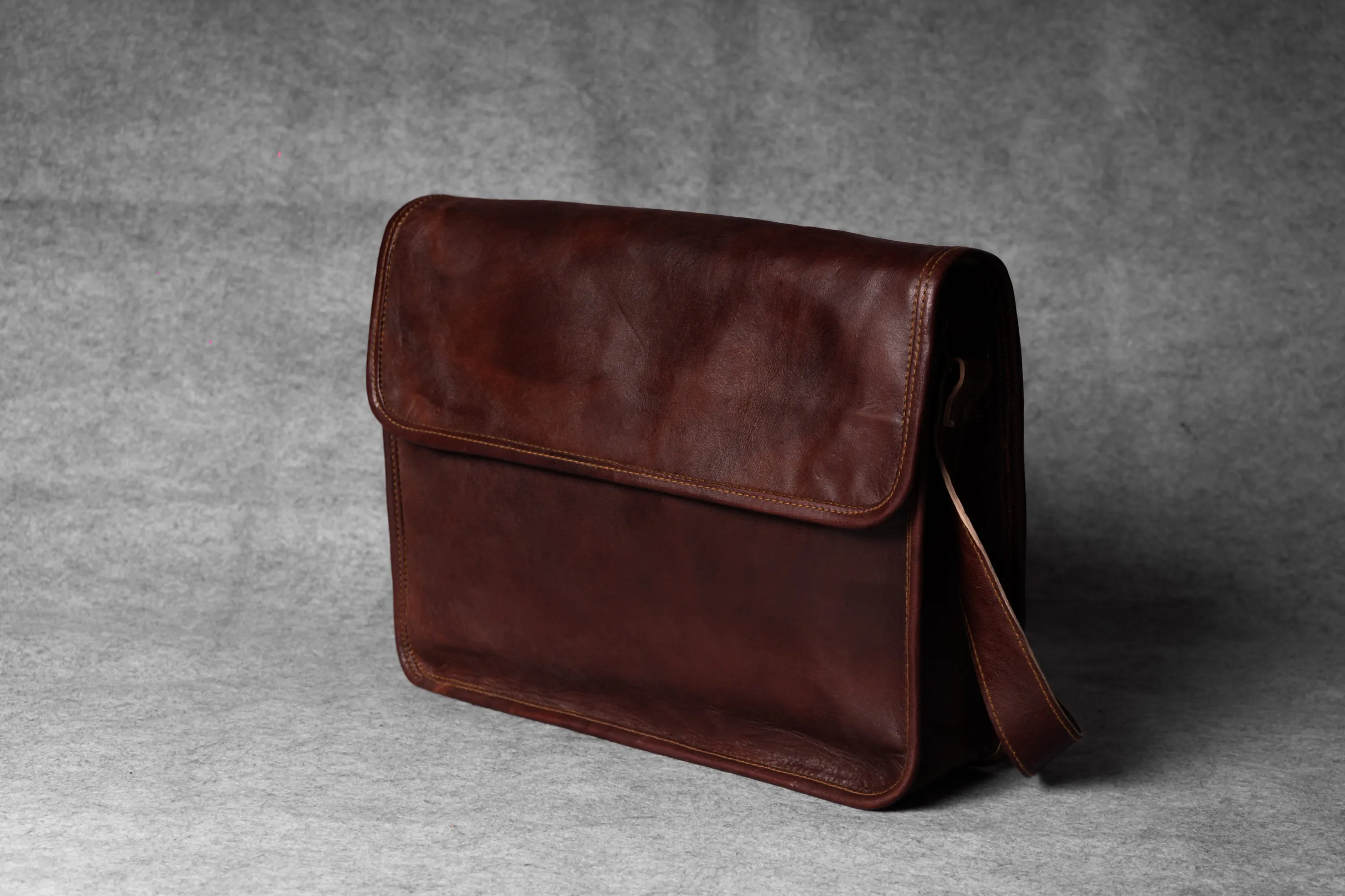 Urbane Leather Messenger Bag- Half Flap