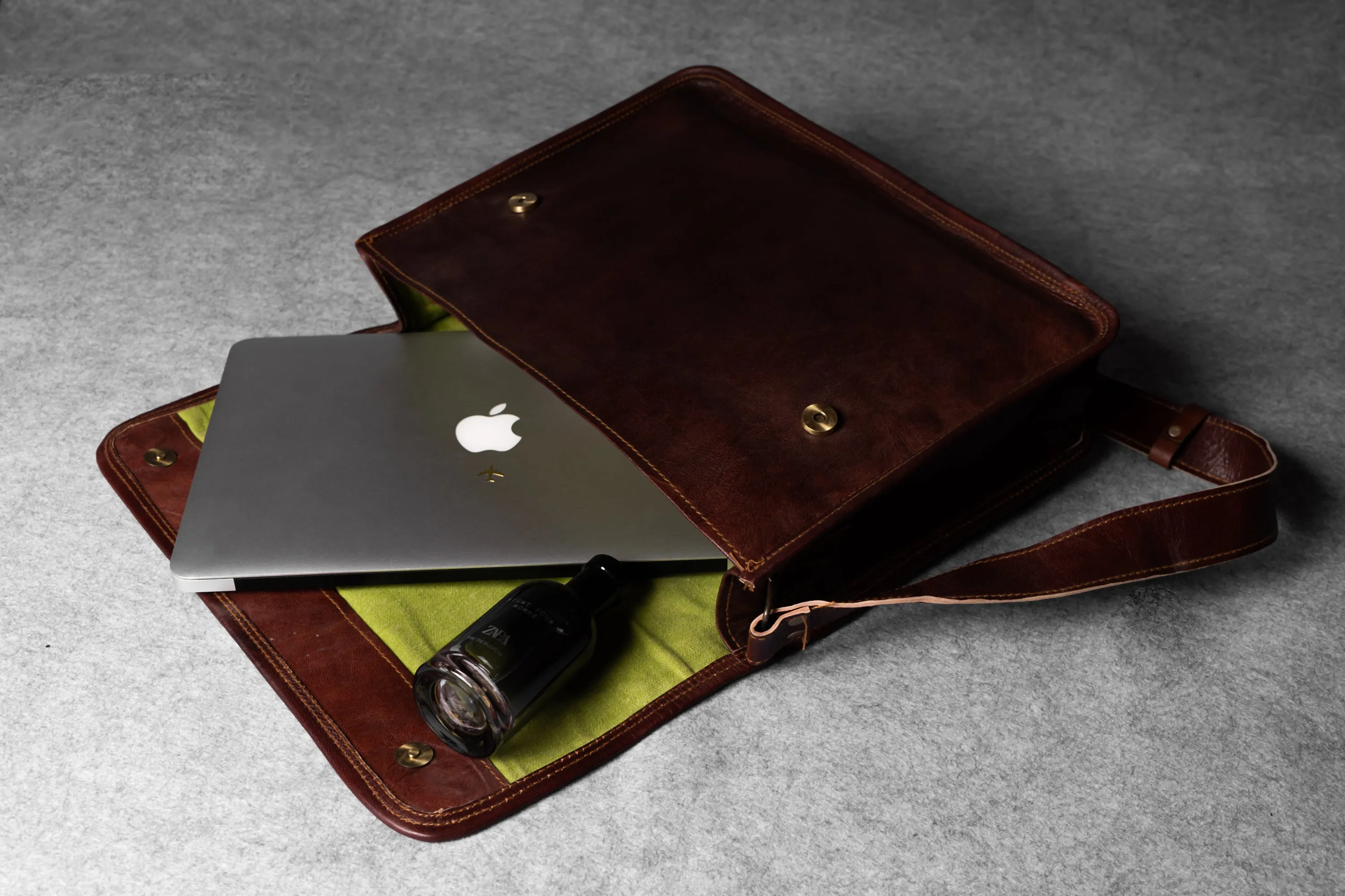 Urbane Leather Messenger Bag- Half Flap