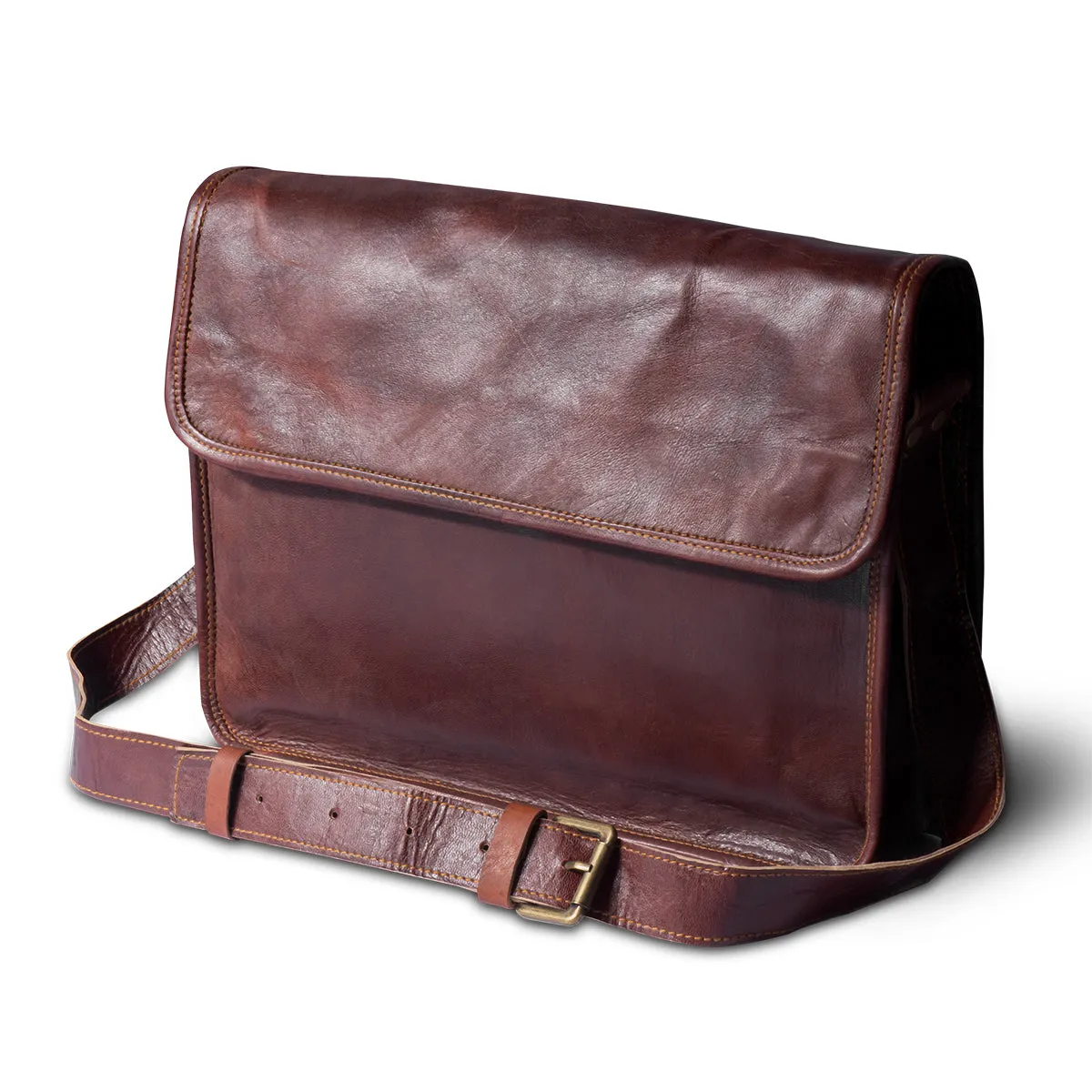 Urbane Leather Messenger Bag- Half Flap
