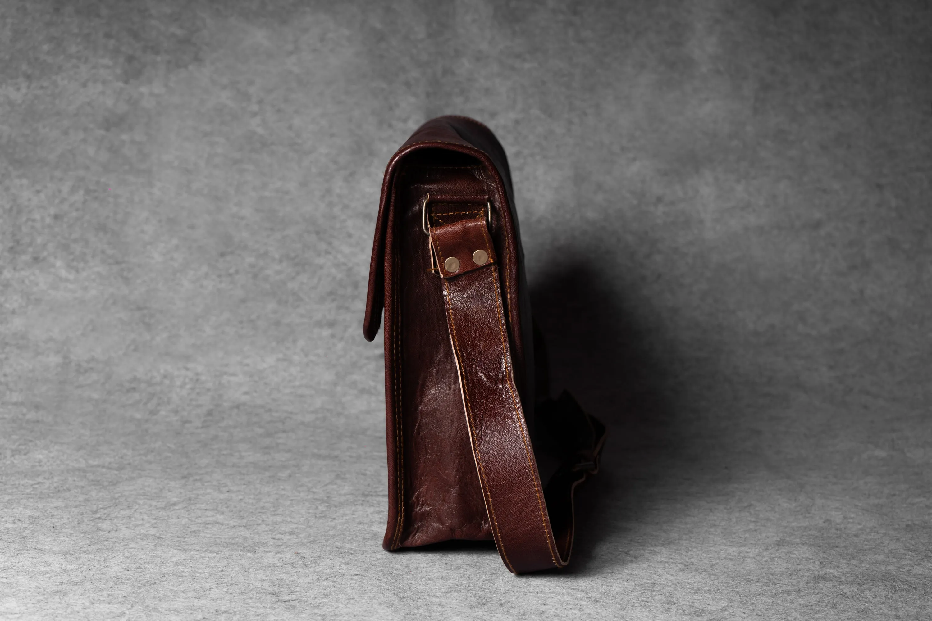 Urbane Leather Messenger Bag- Half Flap