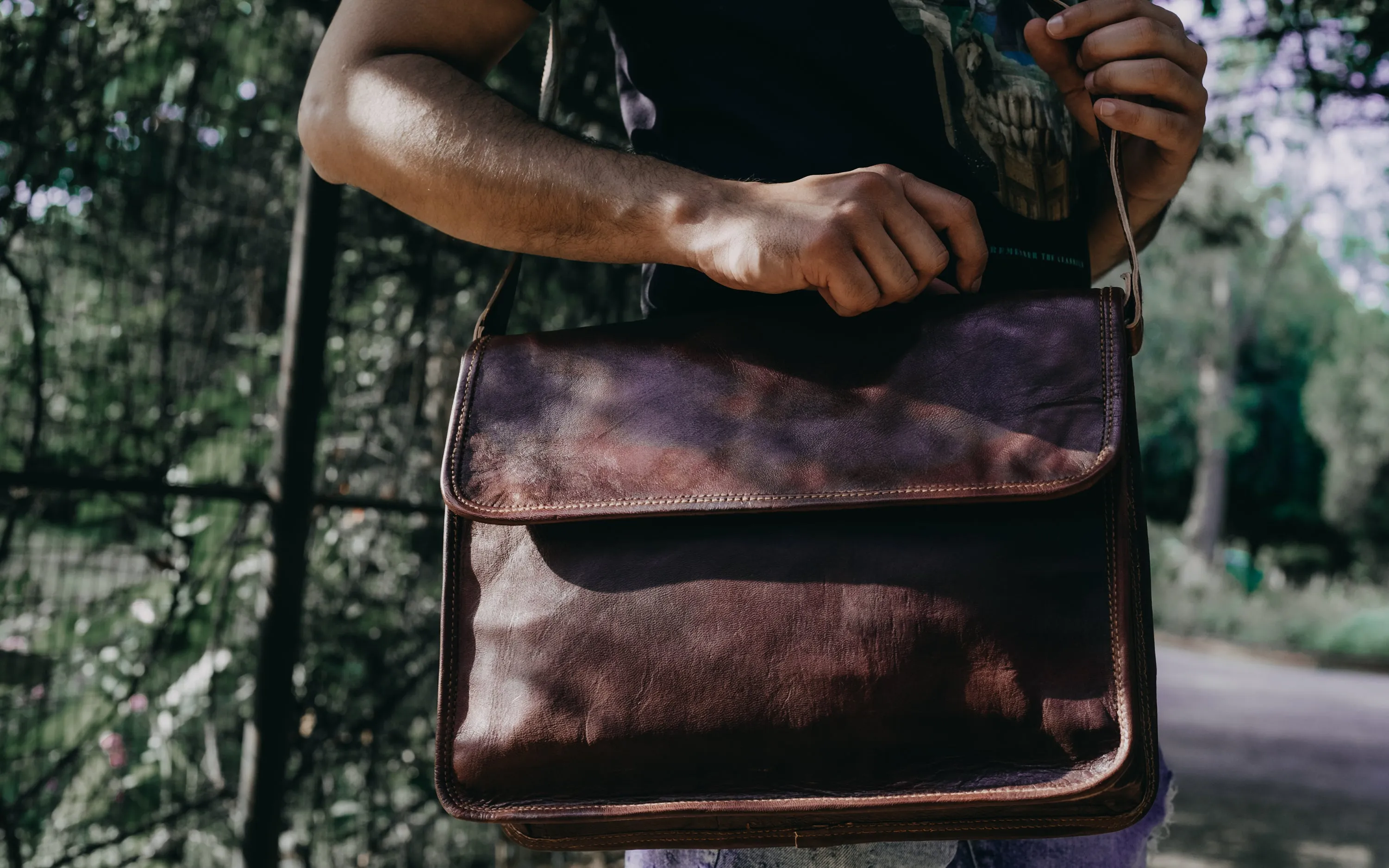 Urbane Leather Messenger Bag- Half Flap