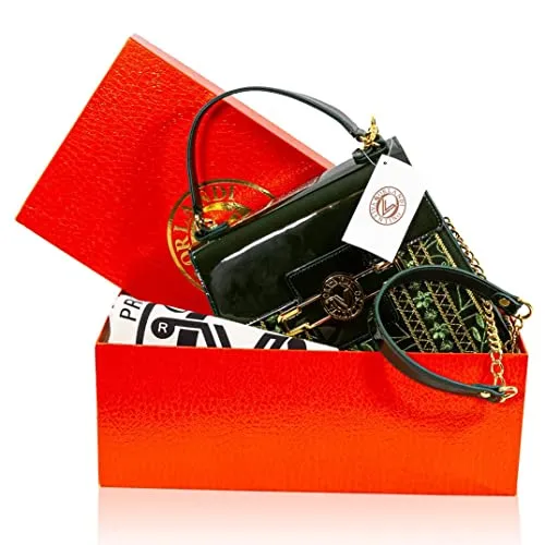 Valentino Orlandi Women's Handbag Italian Designer Gothic Top Handle Bag Emerald Green Gold Byzantine Embroidery Genuine Leather Purse with Chain Strap