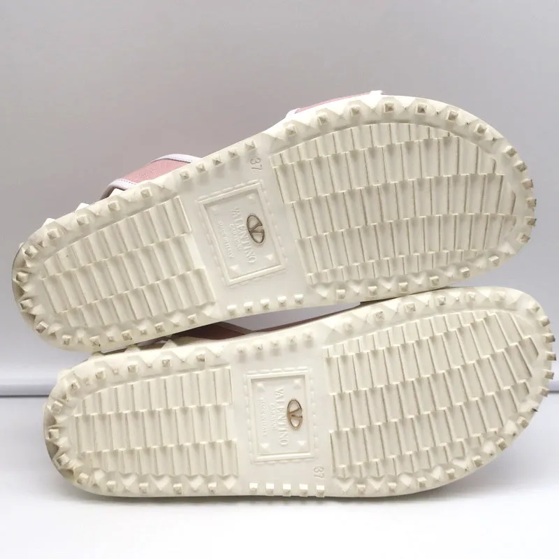 Valentino Rockstud Sport Sandals Pink Leather & Canvas Size 37