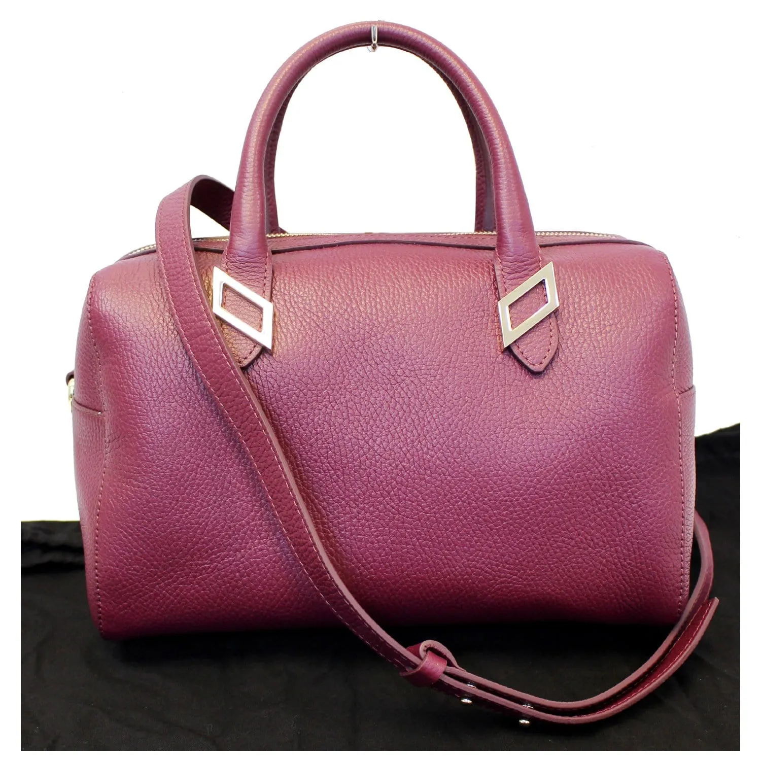 Versace Collection Barrel Medium Leather Satchel Shoulder Bag Burgundy