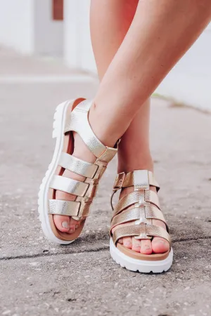 Vicky Lug Sandals - Gold- FINAL SALE - Size 5.5