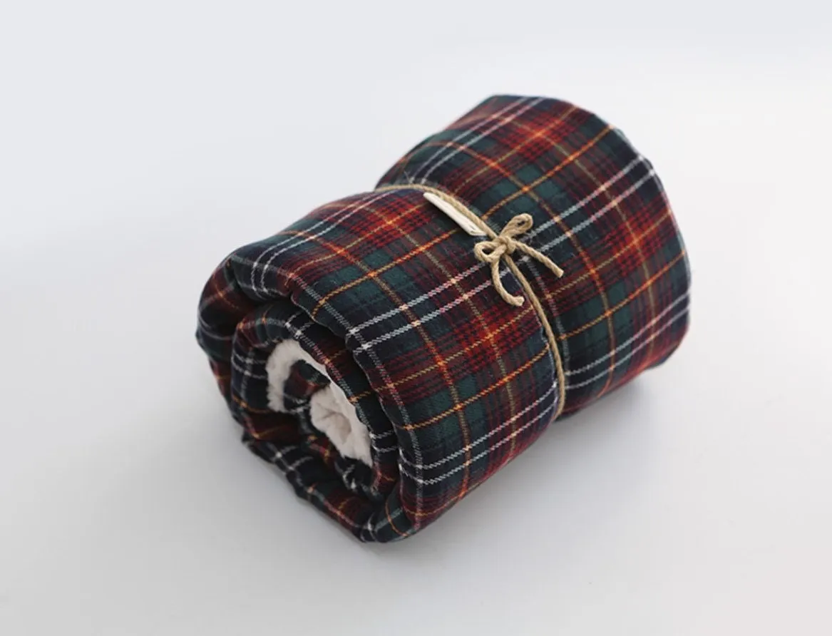 Vintage Red Green Tartan Plaid Christmas Brushed Acrylic Fabric - Quality Korean Christmas Checkered Fabric - By the Yard /90901