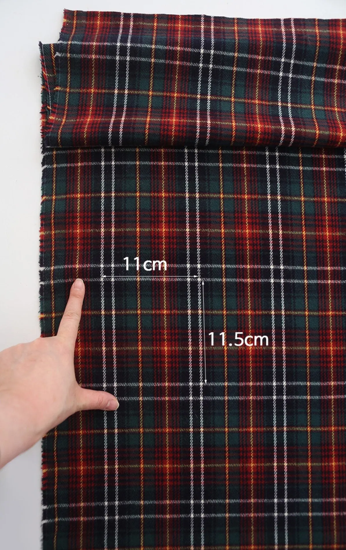 Vintage Red Green Tartan Plaid Christmas Brushed Acrylic Fabric - Quality Korean Christmas Checkered Fabric - By the Yard /90901