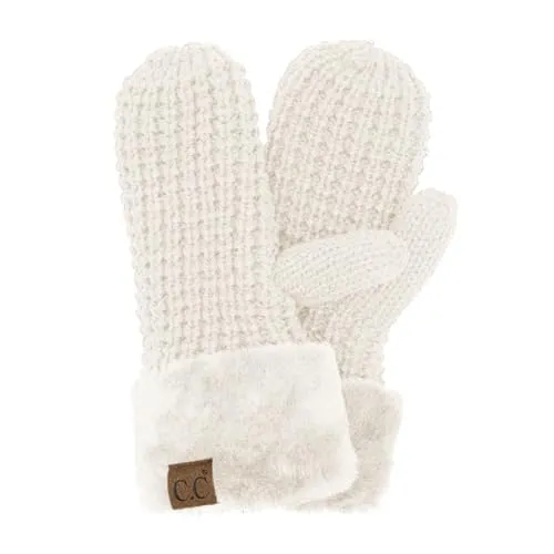 Waffle Knit Lined Mittens by Funky Junque