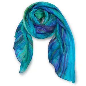 Watercolor Scarf in Dark Blue Green