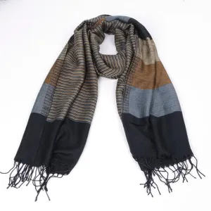 West Louis™ Tassel Double Fine Stripe Plaid Scarve