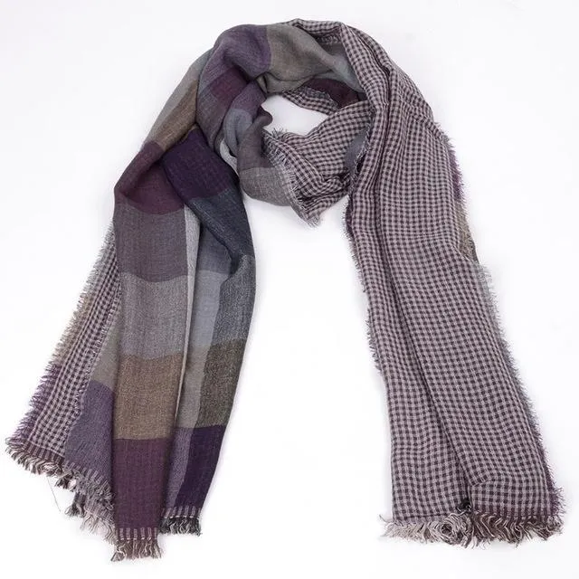 West Louis™ Tassel Double Fine Stripe Plaid Scarve