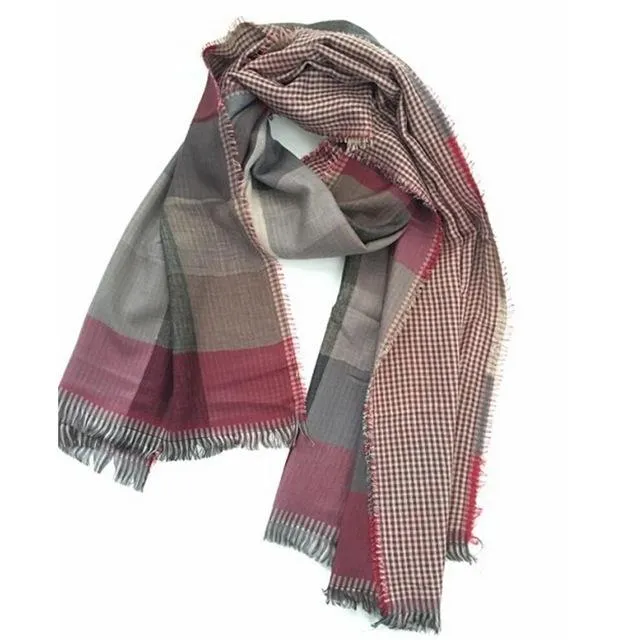 West Louis™ Tassel Double Fine Stripe Plaid Scarve