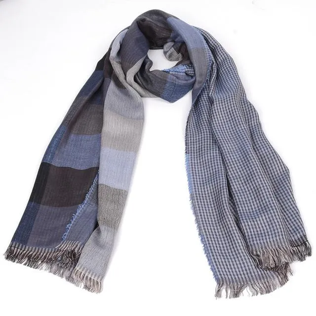 West Louis™ Tassel Double Fine Stripe Plaid Scarve
