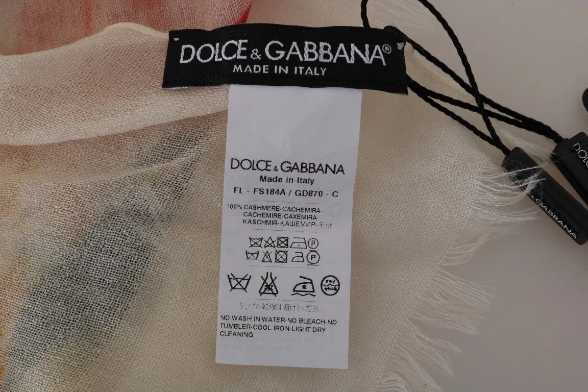 White Floral Cashmere Scarf