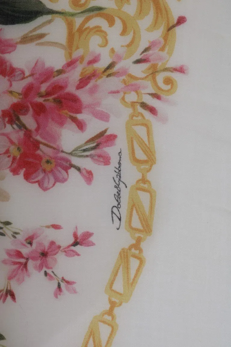 White Floral Cashmere Scarf