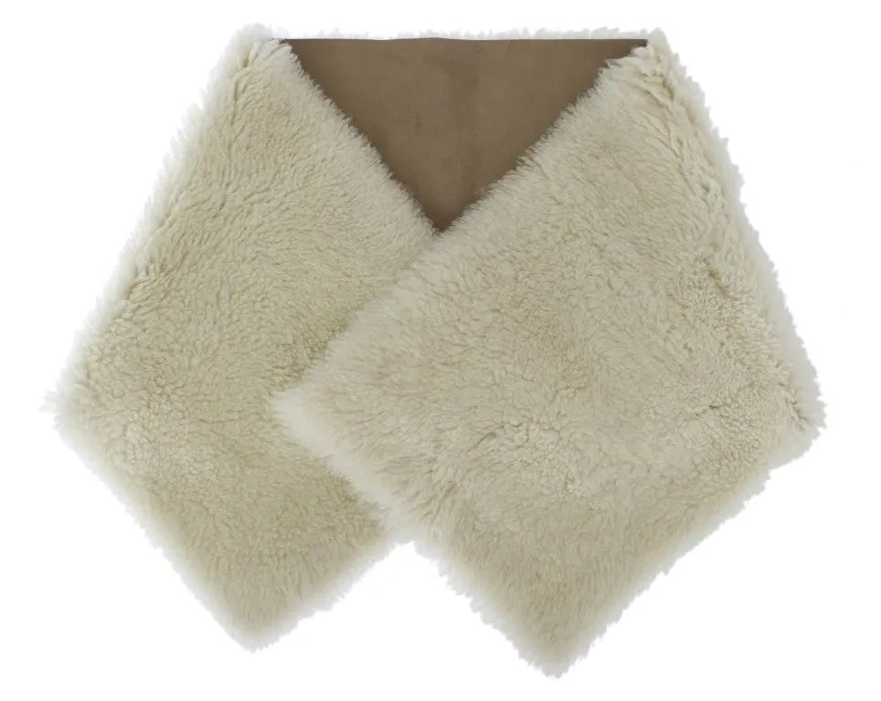 White Lambskin Fur Silk Scarf
