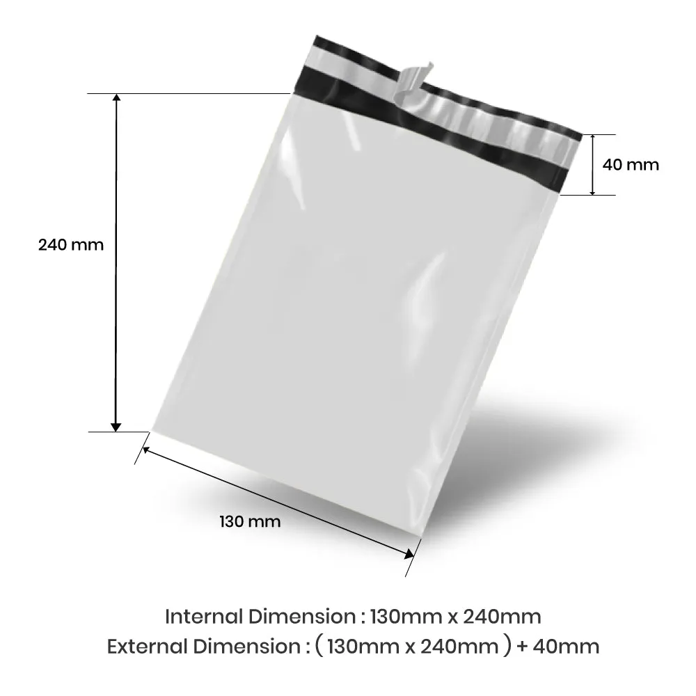 Wholesale 10,000pcs 130mm x 240mm   40mm Poly Mailing Courier Satchels - White