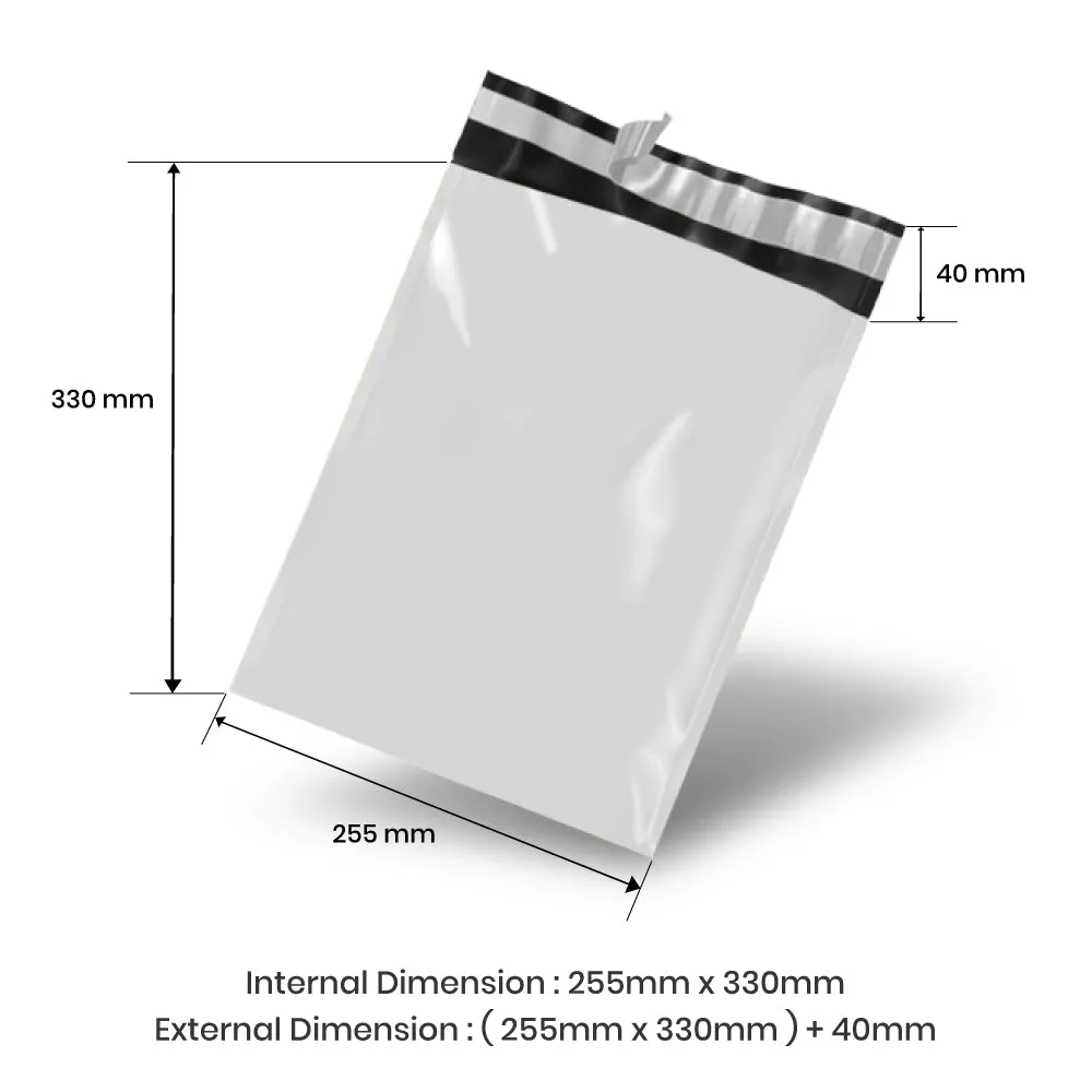 Wholesale 10,000pcs 255mm x 330mm   40mm Poly Mailing Courier Satchels - White