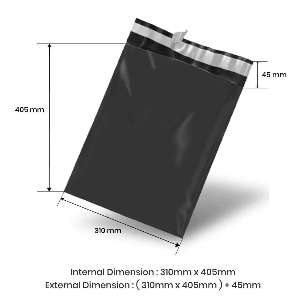 Wholesale 10,000pcs 310mm x 405mm   45mm Poly Mailing Courier Satchels - Black
