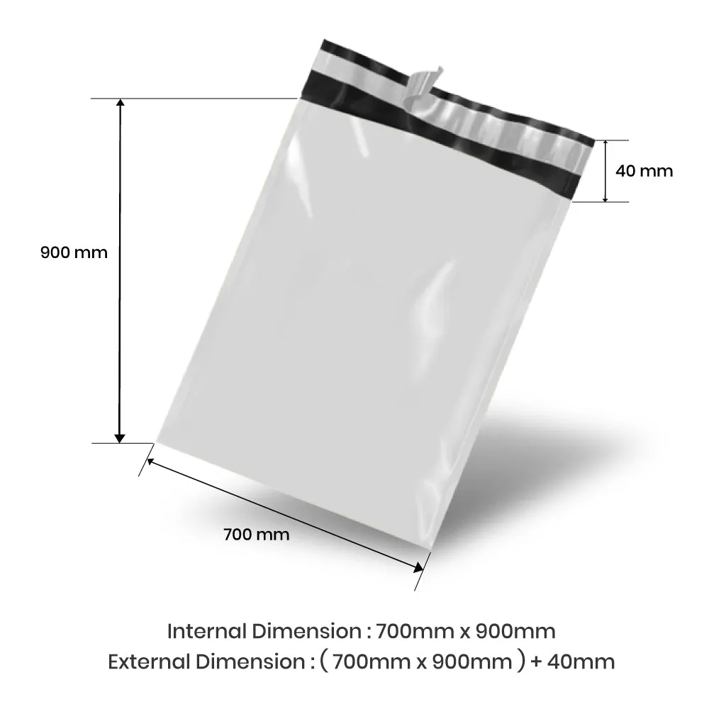 Wholesale 2,000pcs 700mm x 900mm   40mm Poly Mailing Courier Satchels - White