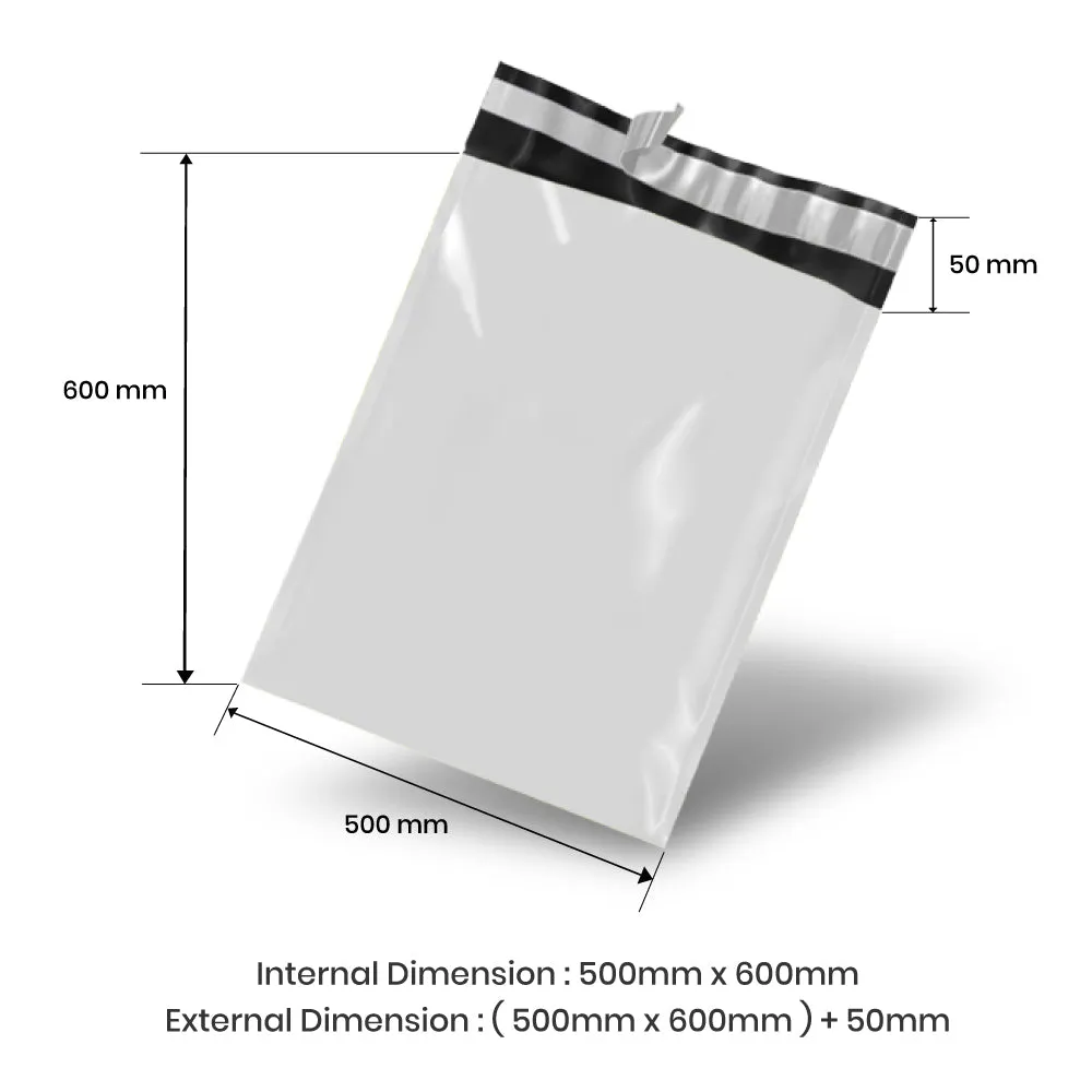 Wholesale 5,000pcs 500mm x 600mm   50mm Poly Mailing Courier Satchels - White
