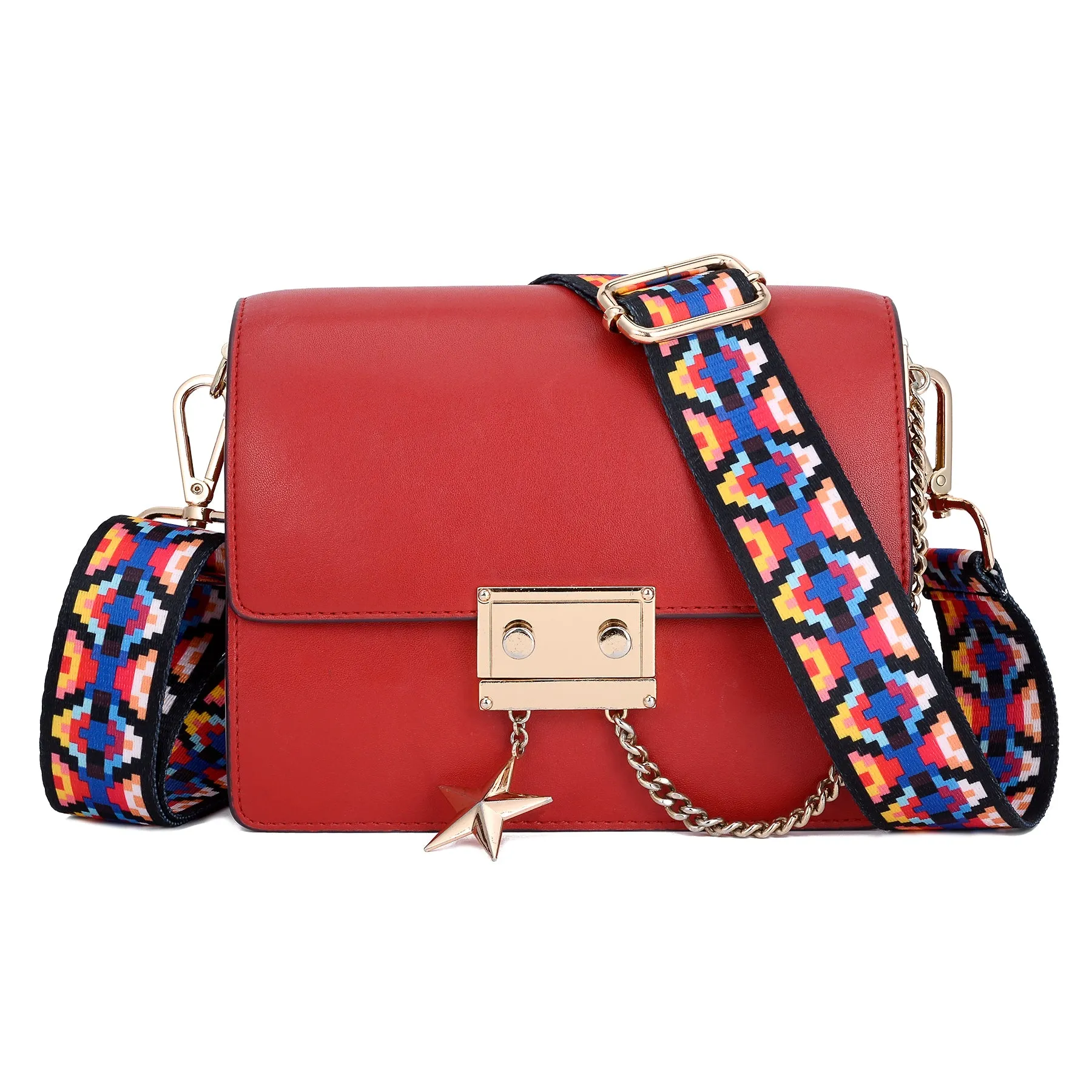 Wide Shoulder Strap Adjustable Replacement Belt Guitar Style Crossbody Bag Handbag Strap Multicolor Canvas Straps（Wide:1.4in，Long:49.2in）