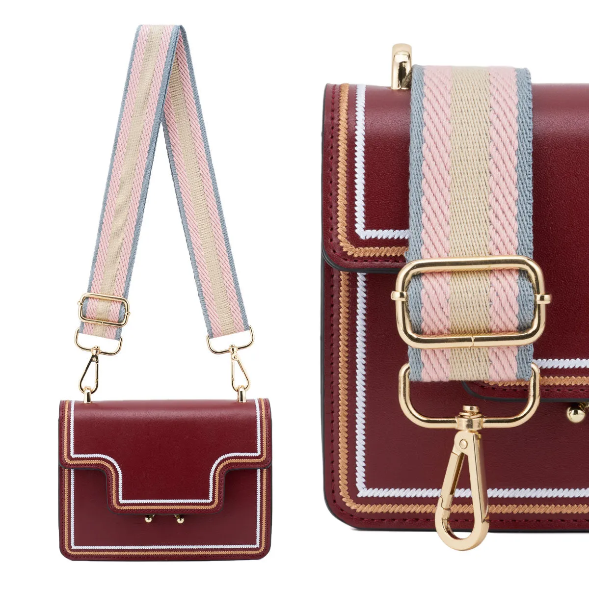 Wide Shoulder Strap Adjustable Replacement Belt Guitar Style Crossbody Bag Handbag Strap Multicolor Canvas Straps（Wide:1.4in，Long:49.2in）