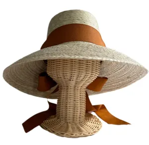 Wildflower Sun Hat - Burnt Orange/Rust Long Grosgrain Ribbon