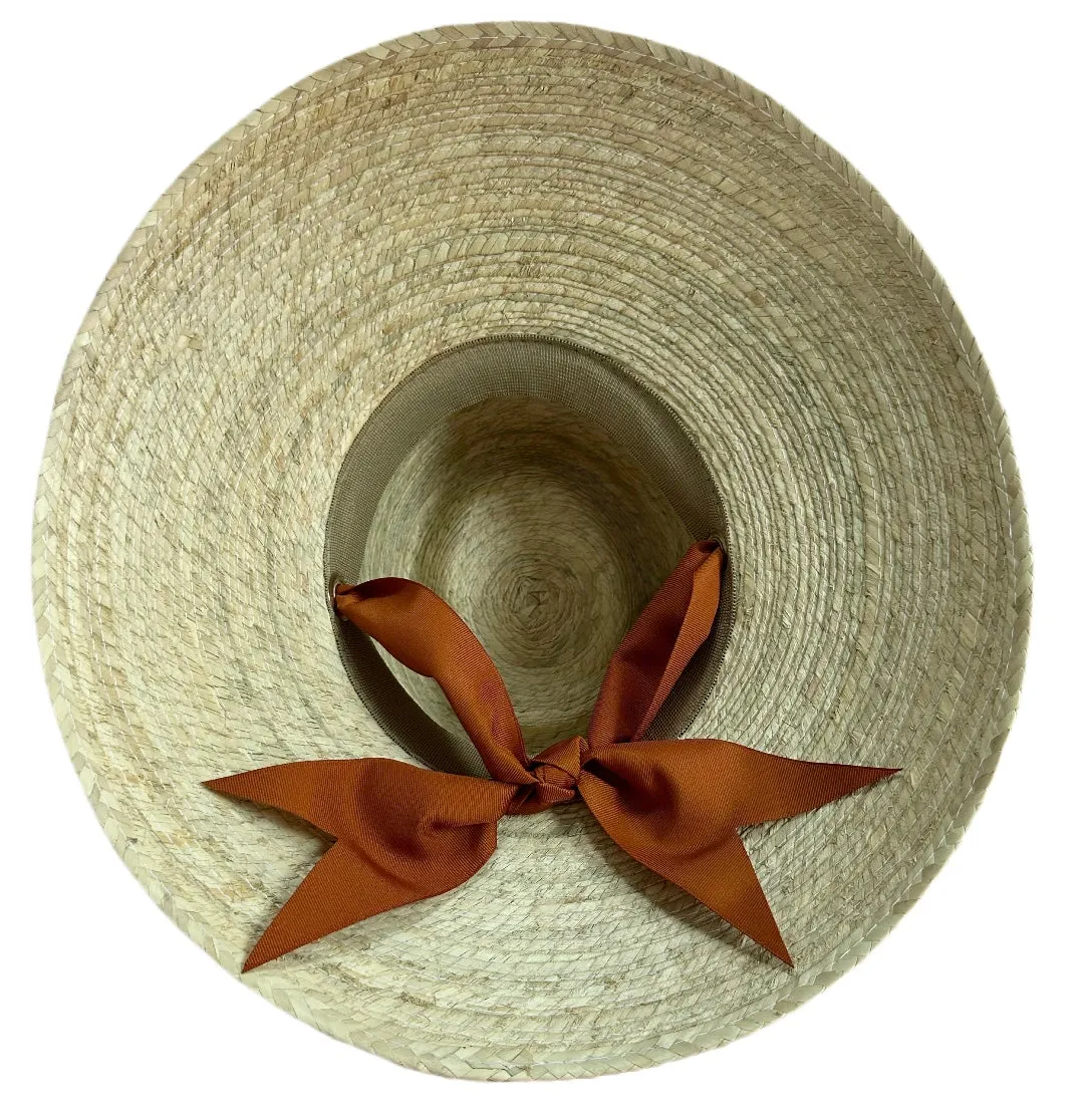 Wildflower Sun Hat - Burnt Orange/Rust Wide & Short Grosgrain Ribbon