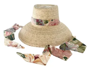 Wildflower Sun Hat - Vintage 1980s Floral Chintz Textile Ribbon