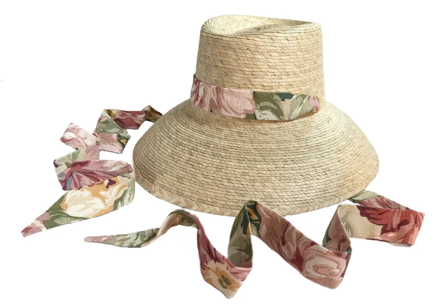 Wildflower Sun Hat - Vintage 1980s Floral Chintz Textile Ribbon