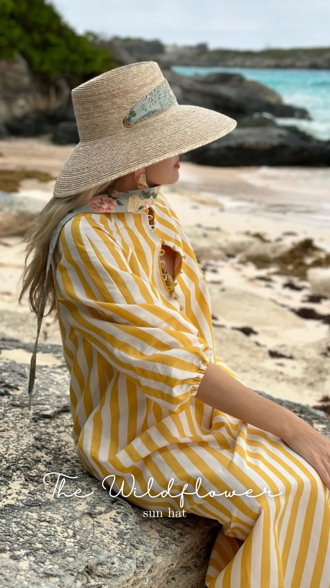 Wildflower Sun Hat - Vintage 1980s Floral Chintz Textile Ribbon