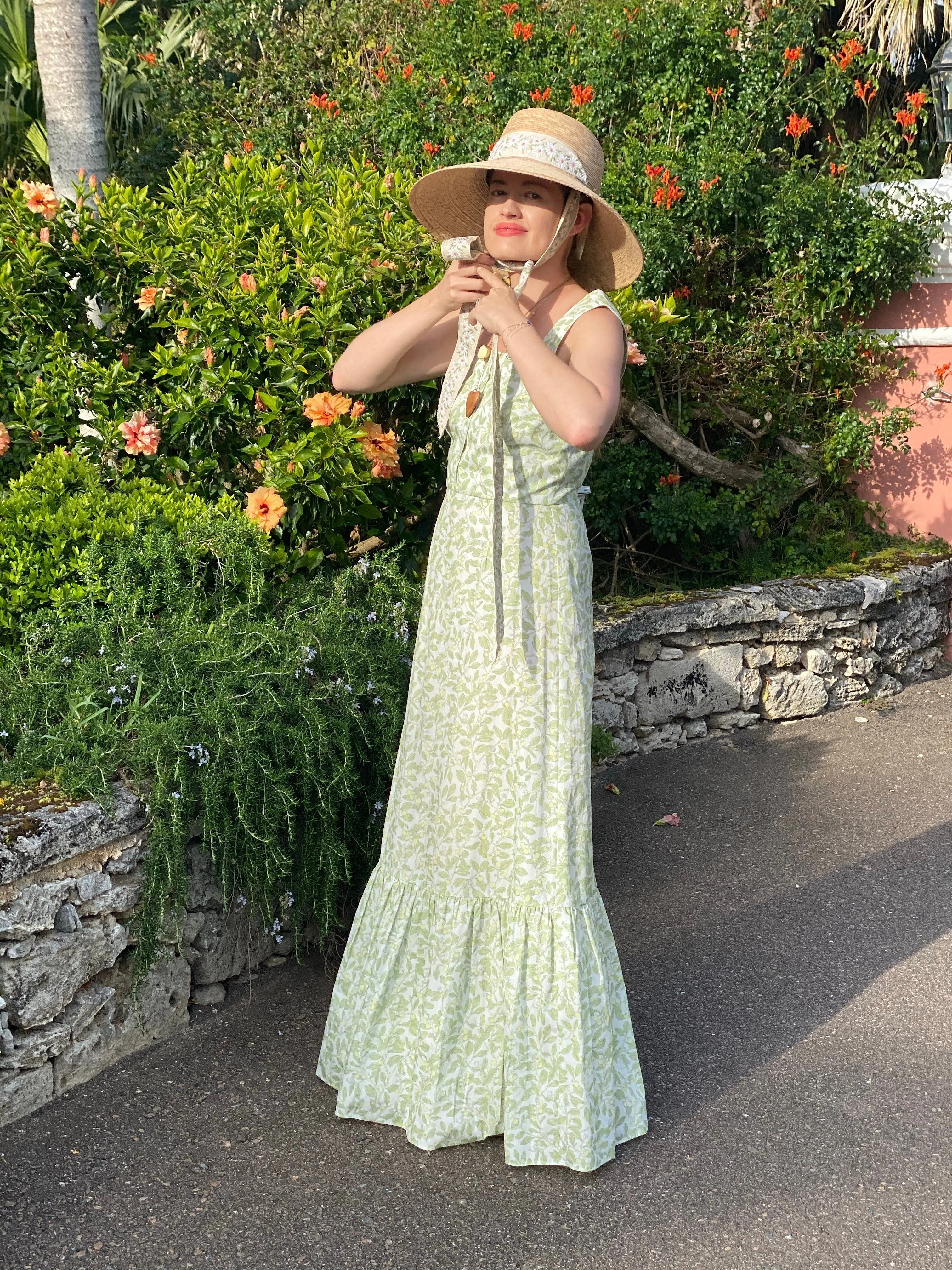 Wildflower Sun Hat - Vintage 1980s Floral Chintz Textile Ribbon