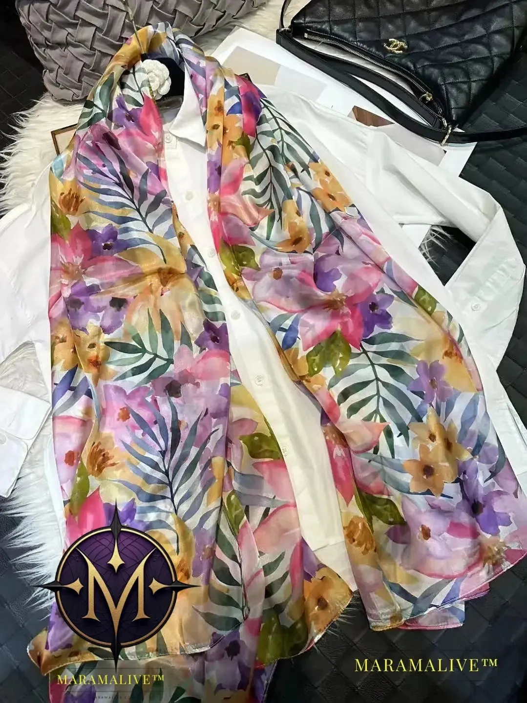 Winter Fashion Women's Scarf Hot Sale Mulberry Silk Scarves Shawl Female Long Silk Scarf Blue and Coffee 180*110cm