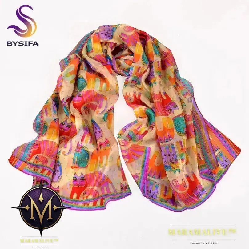 Winter Fashion Women's Scarf Hot Sale Mulberry Silk Scarves Shawl Female Long Silk Scarf Blue and Coffee 180*110cm