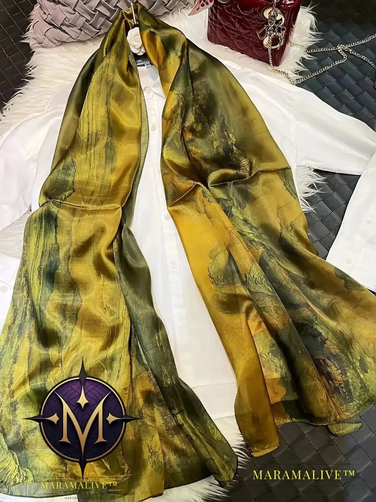 Winter Fashion Women's Scarf Hot Sale Mulberry Silk Scarves Shawl Female Long Silk Scarf Blue and Coffee 180*110cm