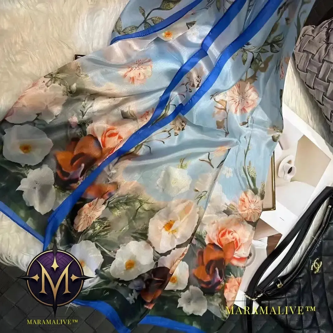 Winter Fashion Women's Scarf Hot Sale Mulberry Silk Scarves Shawl Female Long Silk Scarf Blue and Coffee 180*110cm