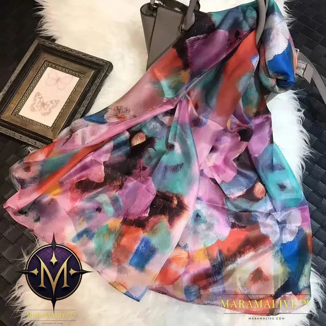 Winter Fashion Women's Scarf Hot Sale Mulberry Silk Scarves Shawl Female Long Silk Scarf Blue and Coffee 180*110cm