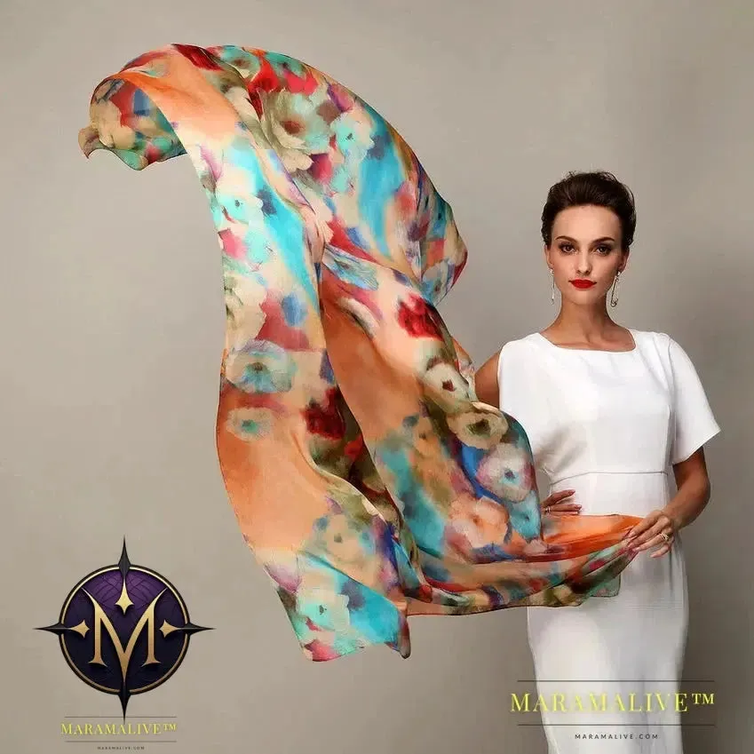 Winter Fashion Women's Scarf Hot Sale Mulberry Silk Scarves Shawl Female Long Silk Scarf Blue and Coffee 180*110cm