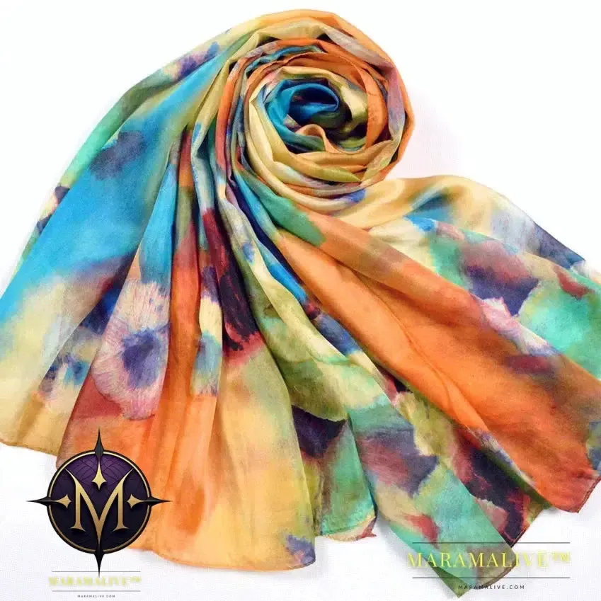Winter Fashion Women's Scarf Hot Sale Mulberry Silk Scarves Shawl Female Long Silk Scarf Blue and Coffee 180*110cm