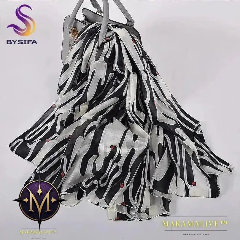 Winter Fashion Women's Scarf Hot Sale Mulberry Silk Scarves Shawl Female Long Silk Scarf Blue and Coffee 180*110cm