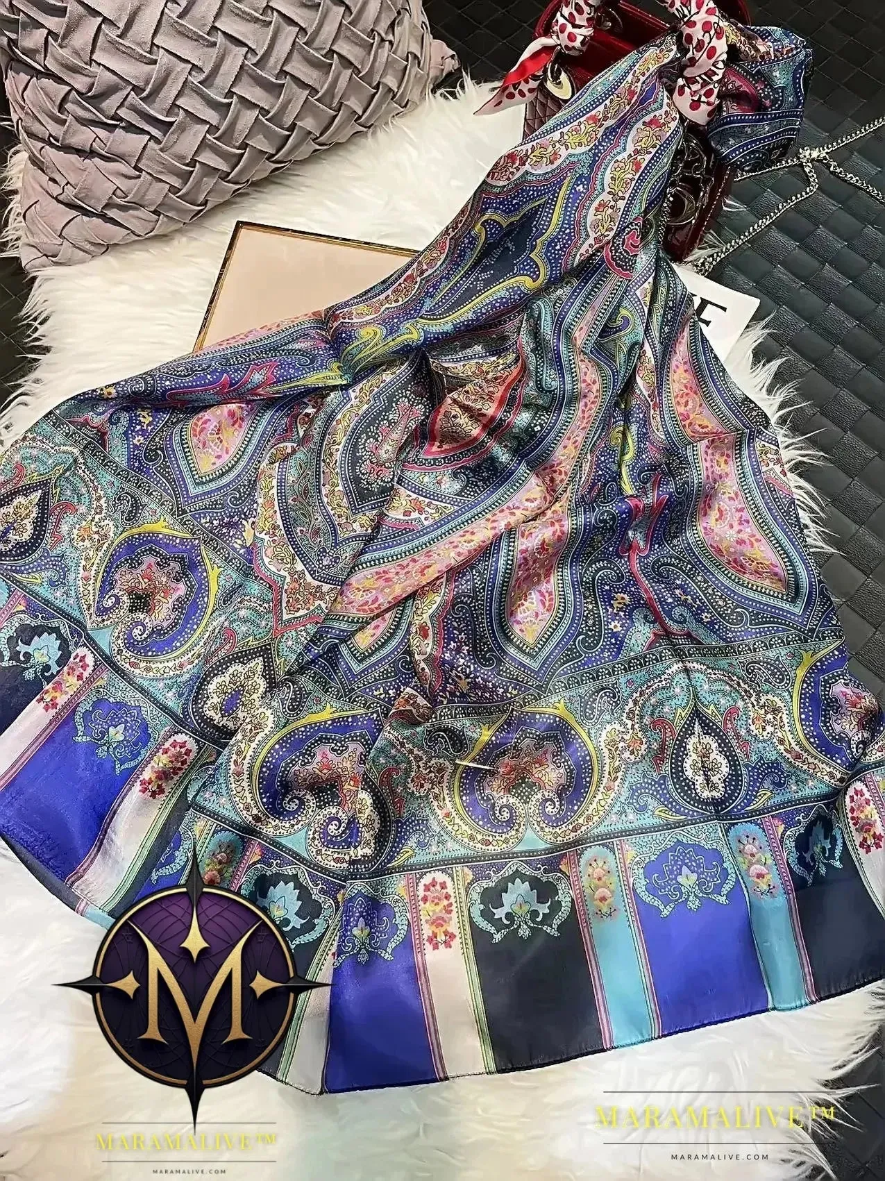 Winter Fashion Women's Scarf Hot Sale Mulberry Silk Scarves Shawl Female Long Silk Scarf Blue and Coffee 180*110cm