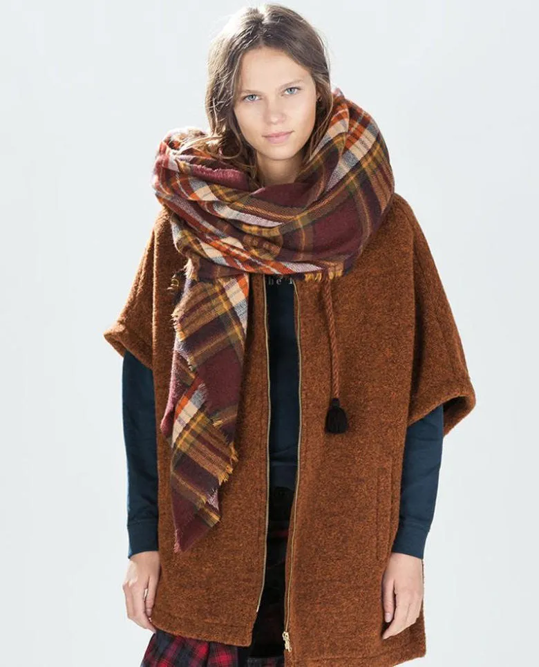 Winter Tartan Scarf Plaid Scarf Unisex Acrylic Basic Shawls Women's Scarves