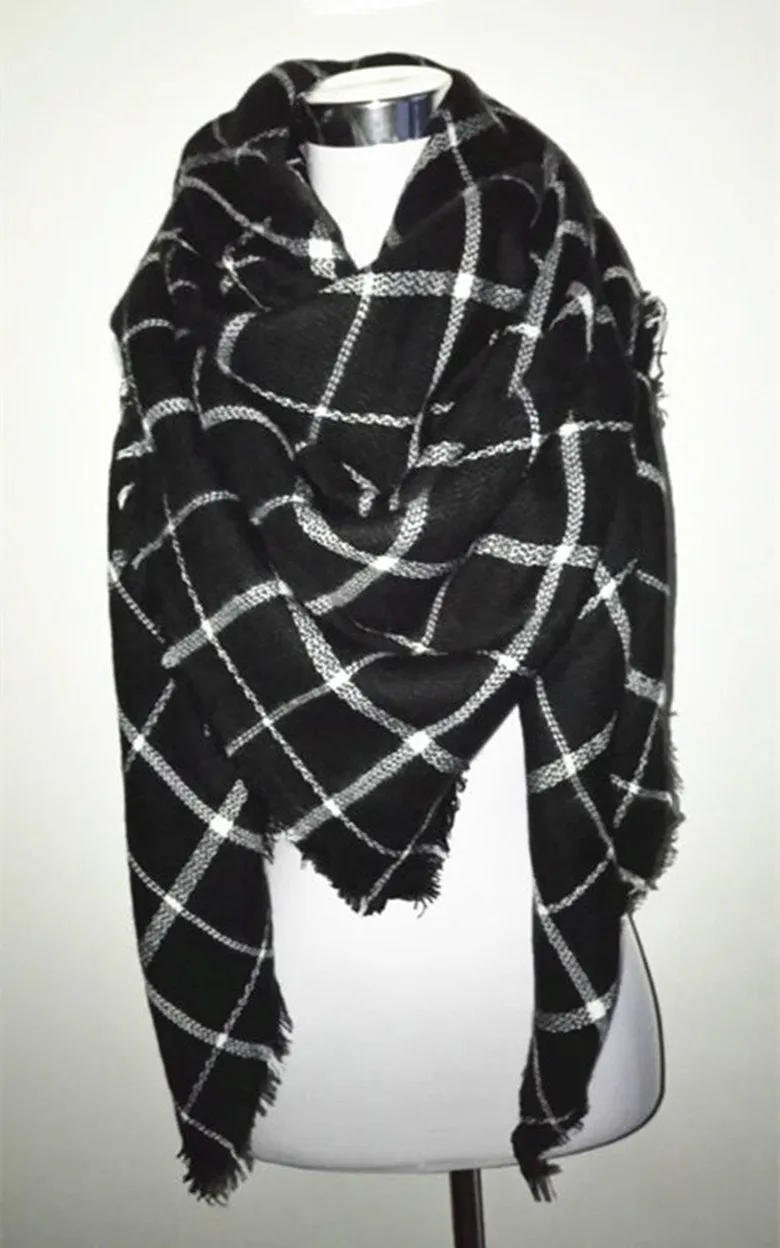 Winter Tartan Scarf Plaid Scarf Unisex Acrylic Basic Shawls Women's Scarves