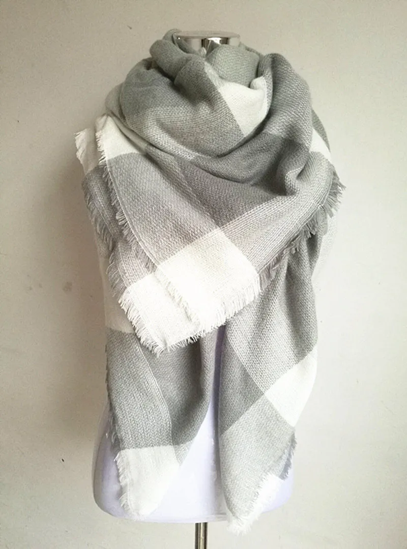 Winter Tartan Scarf Plaid Scarf Unisex Acrylic Basic Shawls Women's Scarves