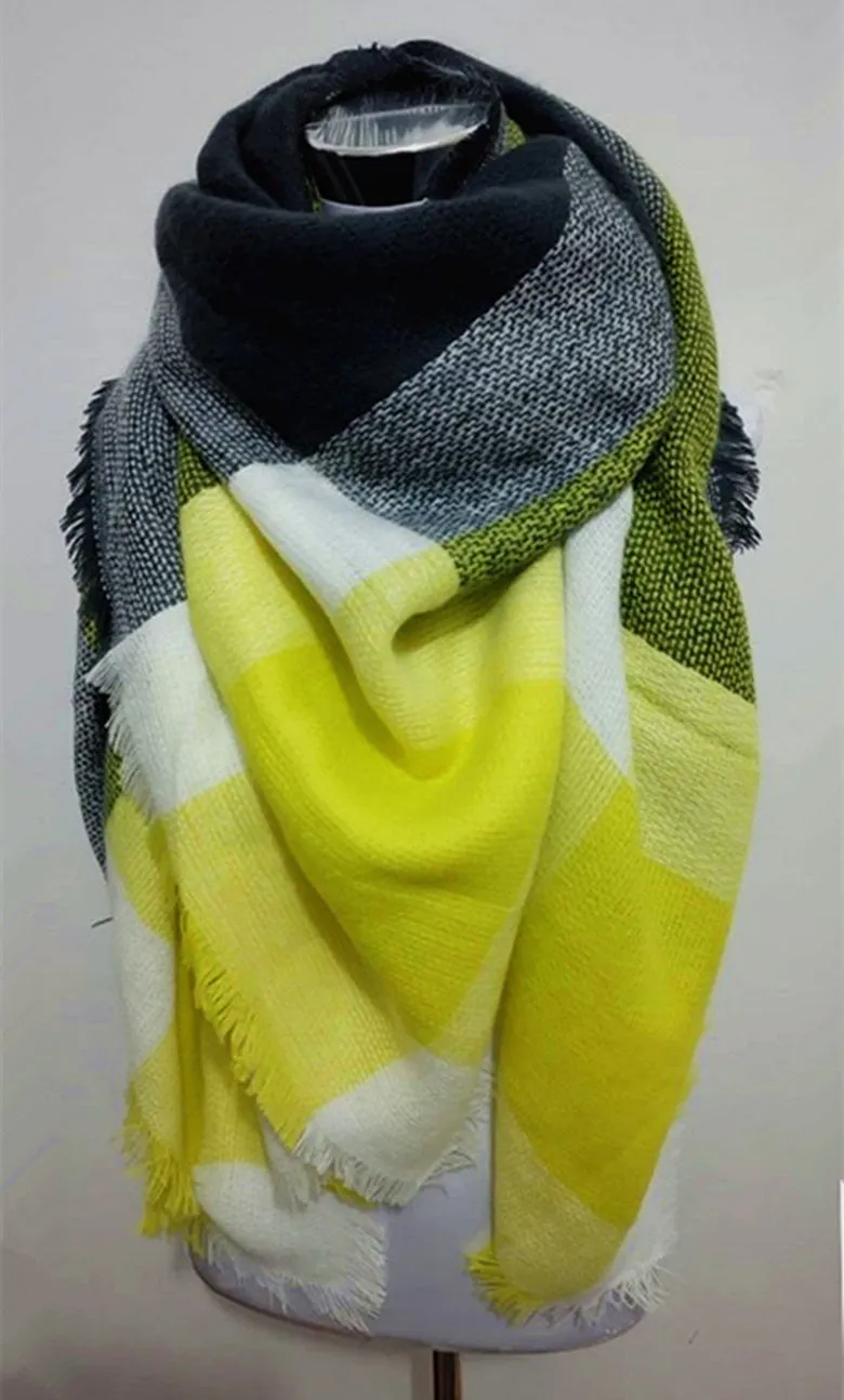Winter Tartan Scarf Plaid Scarf Unisex Acrylic Basic Shawls Women's Scarves