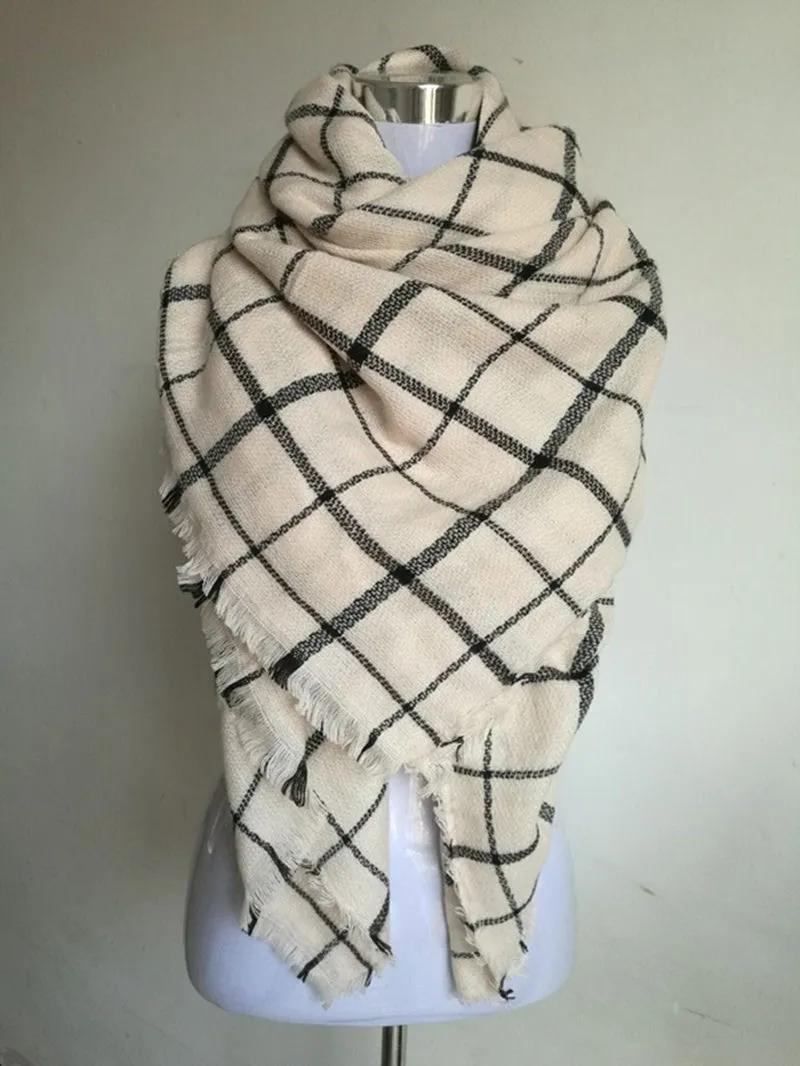 Winter Tartan Scarf Plaid Scarf Unisex Acrylic Basic Shawls Women's Scarves
