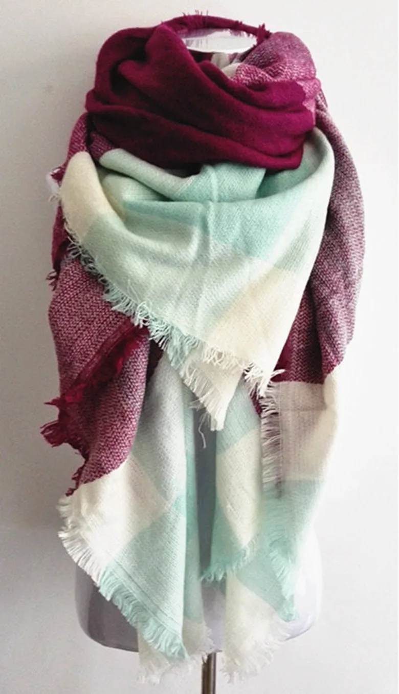 Winter Tartan Scarf Plaid Scarf Unisex Acrylic Basic Shawls Women's Scarves